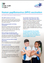 Human papillomavirus (HPV) vaccination: factsheet for health professionals